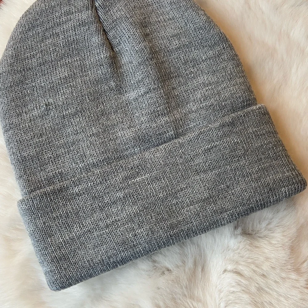 Grey knit beanie fold over basic hat OSFM new without tags unisex ships daily!
